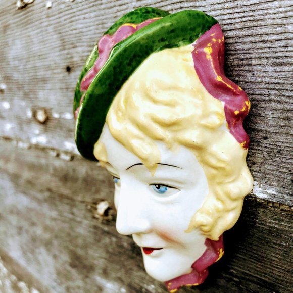 Antique Art Deco Lady Face Wall Hanging 1930’s - Picture 4 of 10